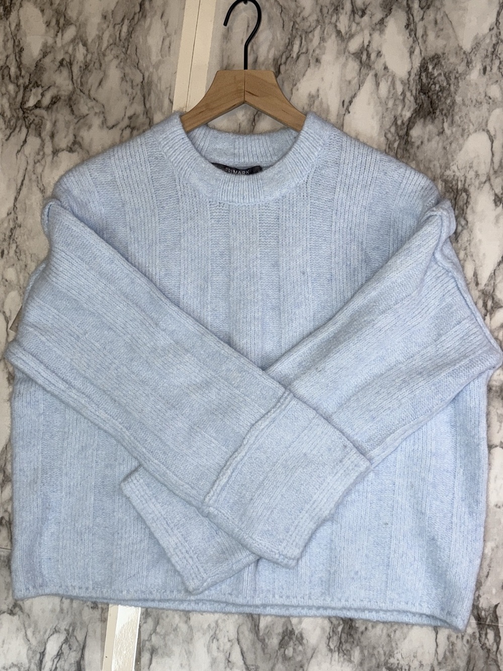 Primark Light Blue Cropped Knit Sweater Size S